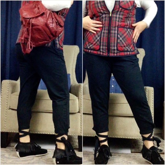 High Waisted Black Jogger Pants Xl 